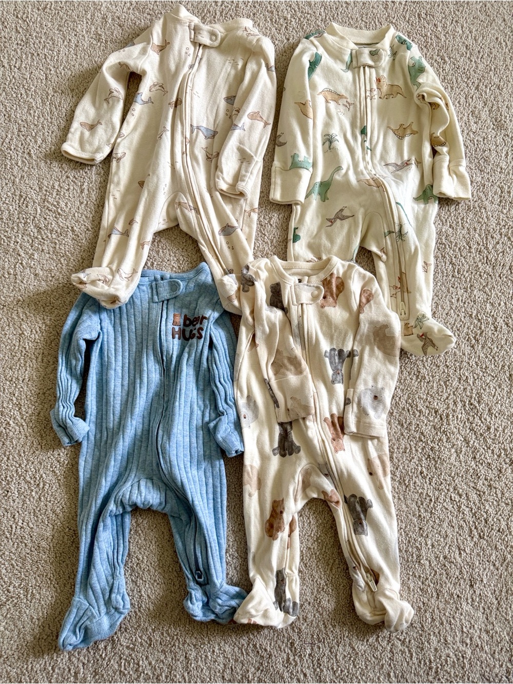 4-Pack Baby Double Zipper One-Piece Sleepers - Huggies & Carters